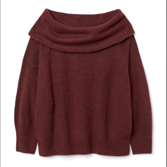 H&M Off the Shoulder Raglan Sleeve Burgundy Sweater XS - Picture 1 of 7
